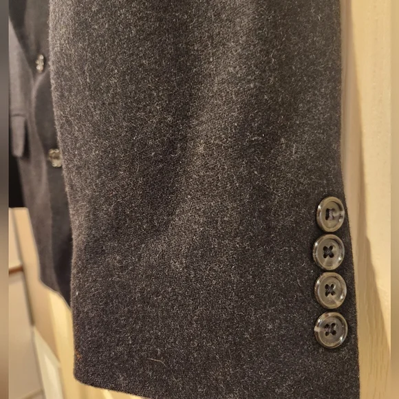 Oscar de la Renta Charcoal Gray/Black Men's Wool Blazer - Picture 2 of 6